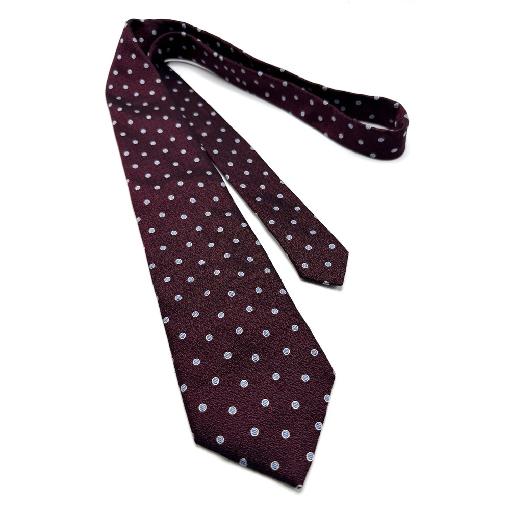 Ermenegildo Zegna Tie Red 100% Silk Geometric Circles 3.5"x60" Made in Italy